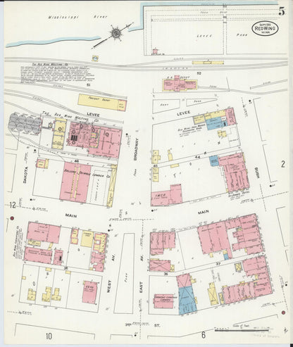 Sanborn Fire Insurance Map from Red Wing, Goodhue County, Minnesota (1910), Sheet #0005 - Complete Map Set gallery image, historic Sanborn map, vintage wall art, Minnesota Minnesota