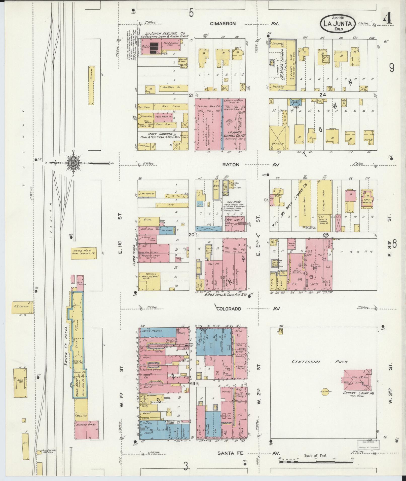 Sanborn Fire Insurance Map from La Junta, Otero County, Colorado (1911), Sheet #0004 - Complete Map Set gallery image, historic Sanborn map, vintage wall art, Colorado Colorado