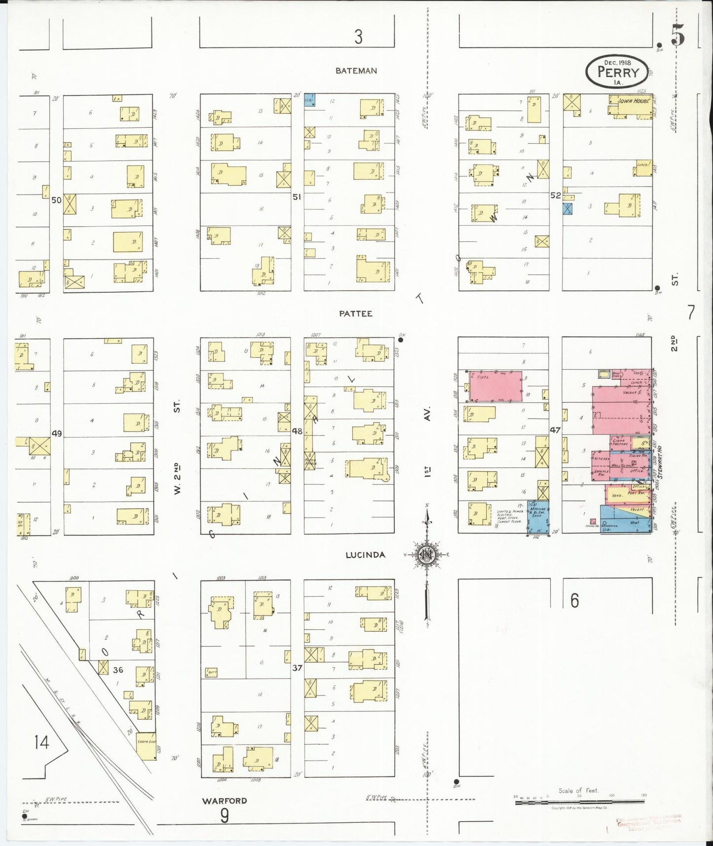 Sanborn Fire Insurance Map from Perry, Dallas County, Iowa (1918), Sheet #0005 - Historic Sanborn Fire Insurance Map Print