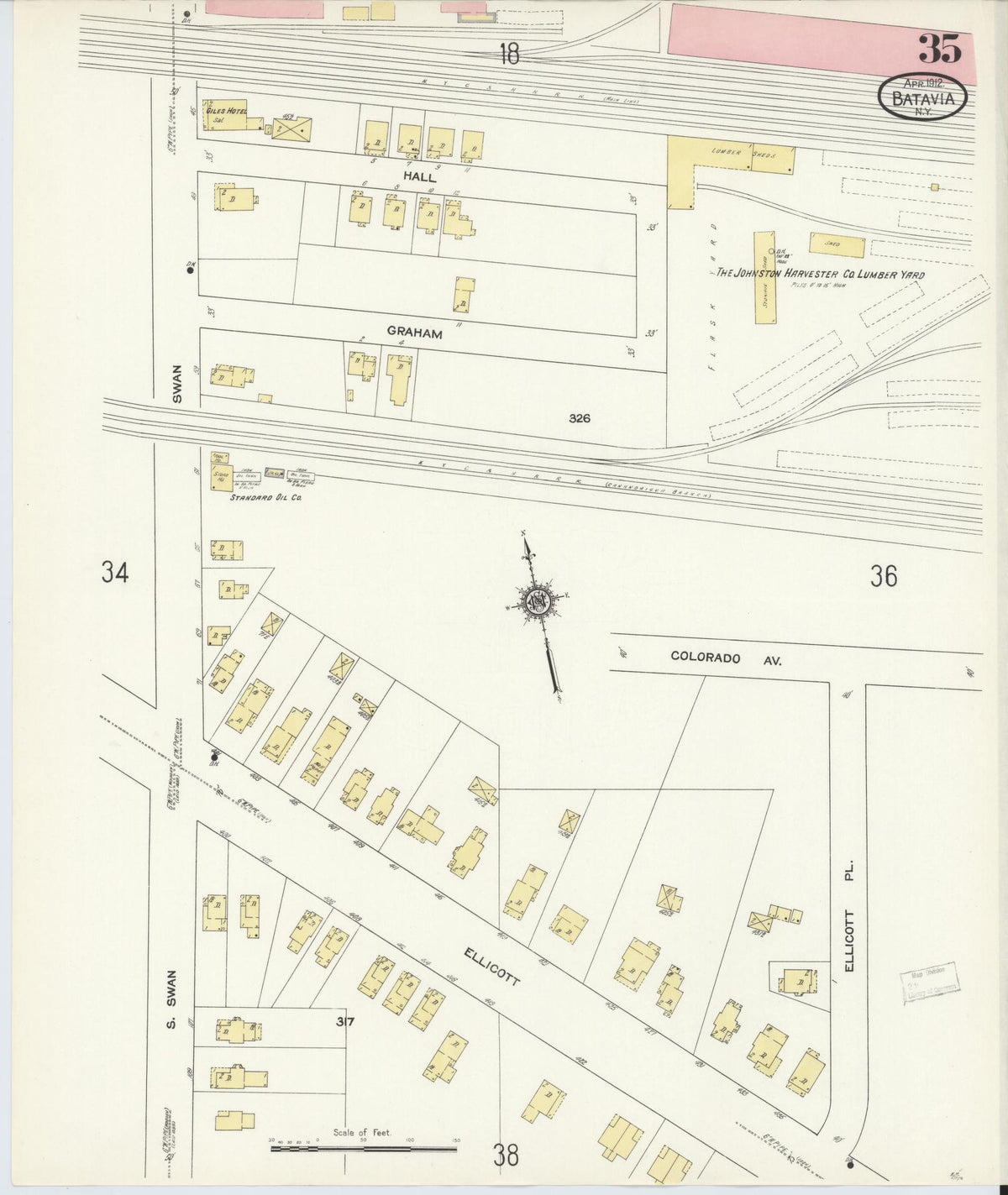 Sanborn Fire Insurance Map from Batavia, Genesee County, New York (1912), Sheet #0035 - Complete Map Set gallery image, historic Sanborn map, vintage wall art, New York New York