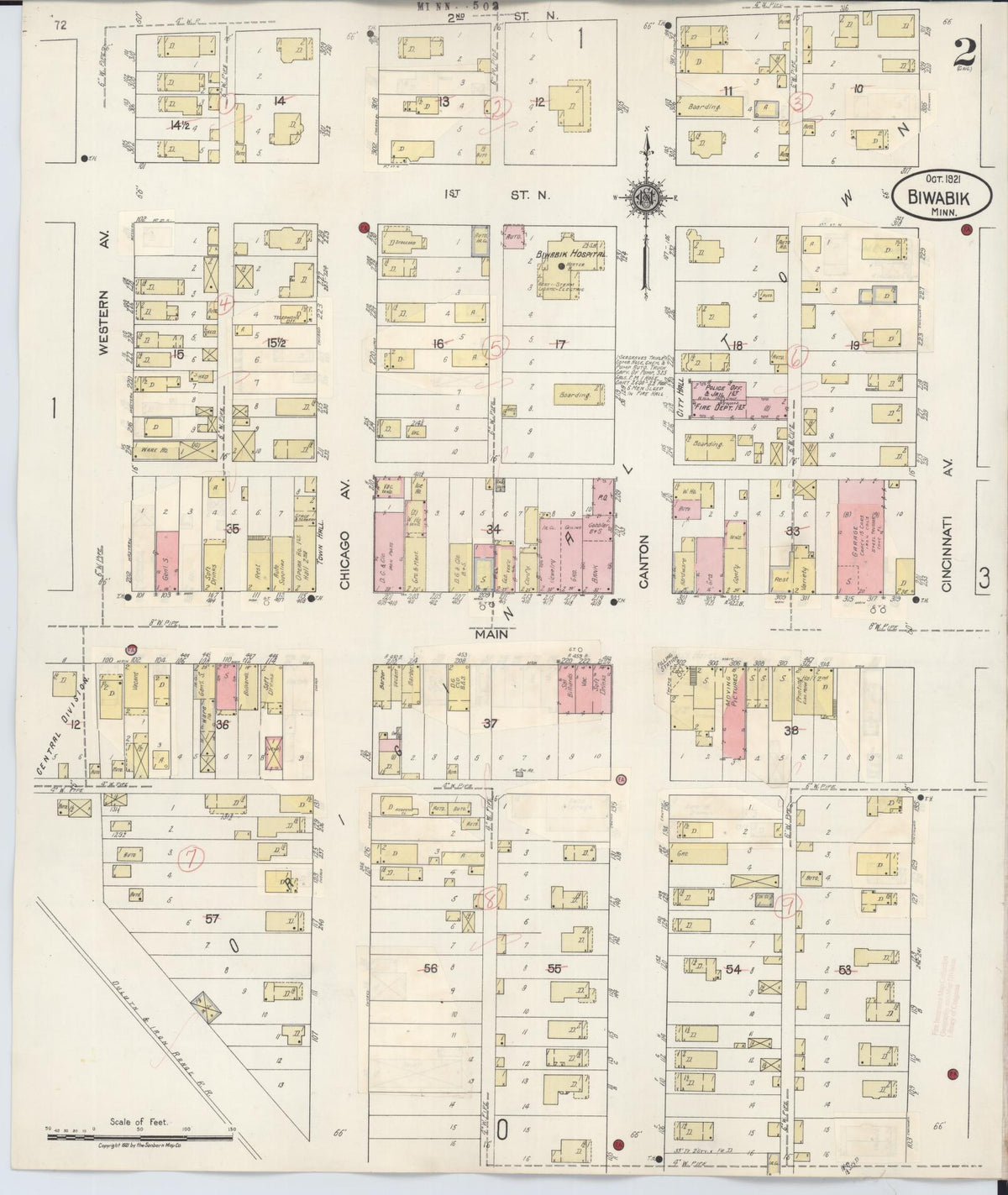 Sanborn Fire Insurance Map from Biwabik, Saint Louis County, Minnesota (1936), Sheet #0002 - Complete Map Set gallery image, historic Sanborn map, vintage wall art, Minnesota Minnesota