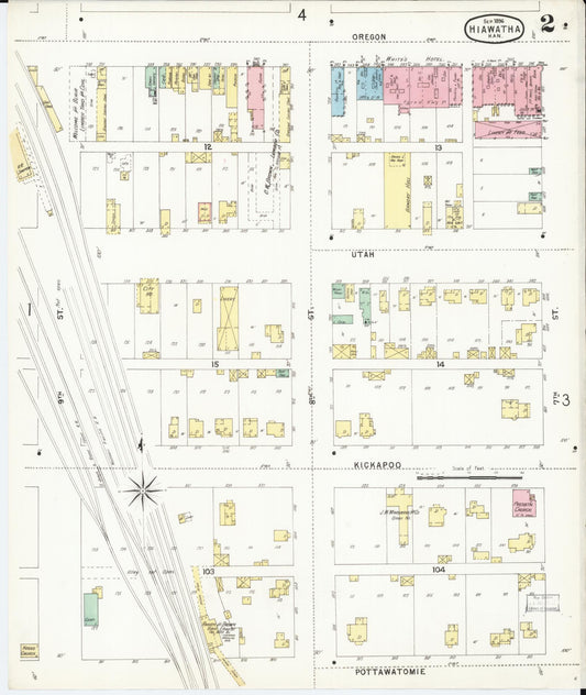 Sanborn Fire Insurance Map from Hiawatha, Brown County, Kansas (1896), Sheet #0002 - Historic Sanborn Fire Insurance Map Print, vintage old map wall art, antique decor, genealogy gift, Kansas Kansas map