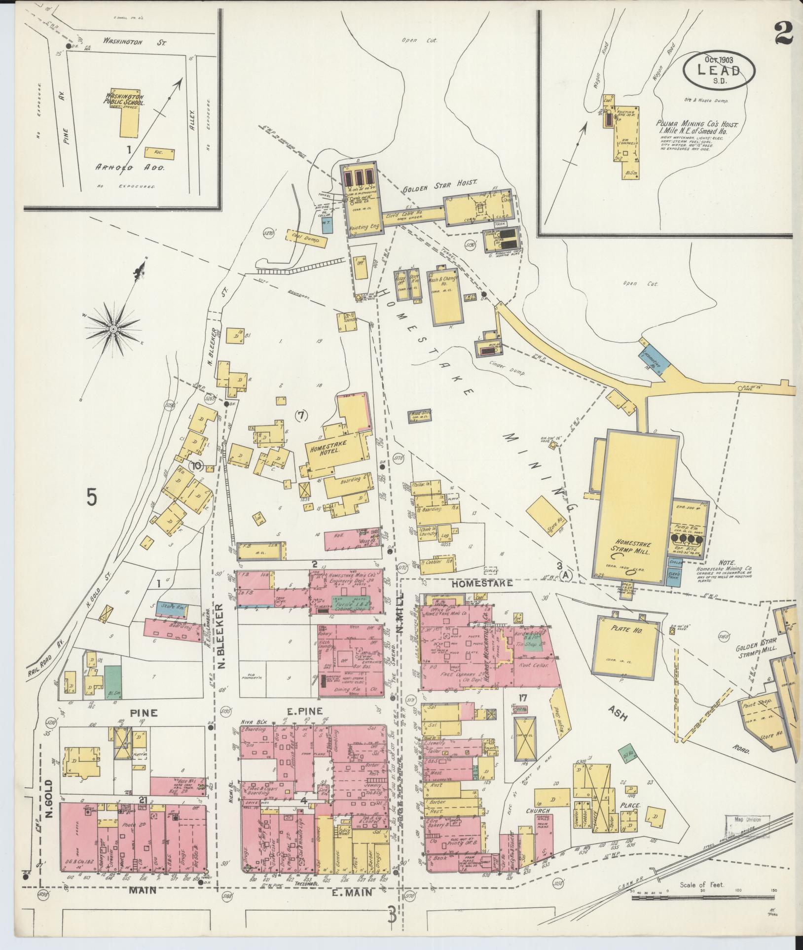 Sanborn Fire Insurance Map from Lead, Lawrence County, South Dakota (1903), Sheet #0002 - Complete Map Set gallery image, historic Sanborn map, vintage wall art, South Dakota South Dakota