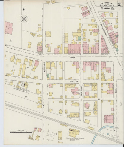 Sanborn Fire Insurance Map from Plain City, Madison And Union Counties, Ohio (1895), Sheet #0002 - Historic Sanborn Fire Insurance Map Print, vintage old map wall art, antique decor, genealogy gift, Ohio Ohio map