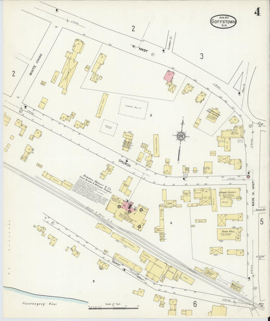 Sanborn Fire Insurance Map from Goffstown, Hillsborough County, New Hampshire (1912), Sheet #0004 - Historic Sanborn Fire Insurance Map Print, vintage old map wall art, antique decor, genealogy gift, New Hampshire New Hampshire map