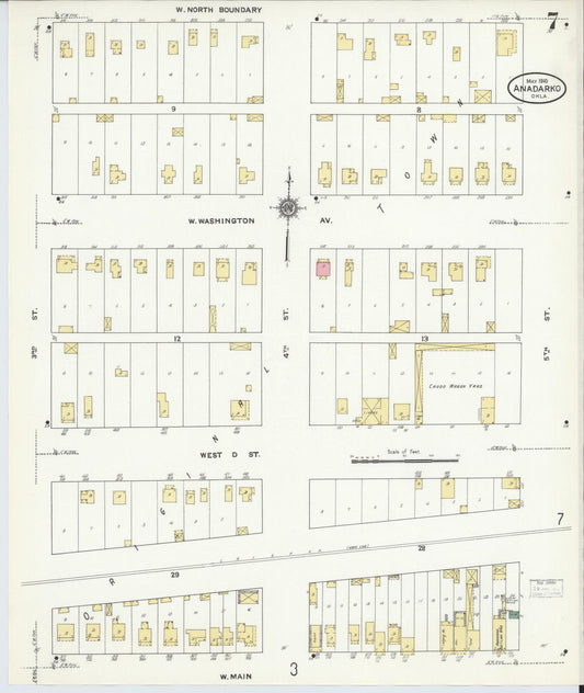 Sanborn Fire Insurance Map from Anadarko, Caddo County, Oklahoma (1910), Sheet #0007 - Historic Sanborn Fire Insurance Map Print, vintage old map wall art, antique decor, genealogy gift, Oklahoma Oklahoma map