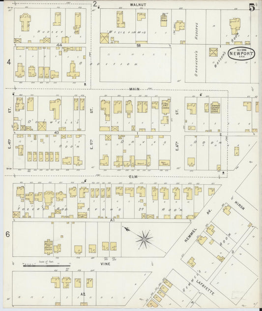 Sanborn Fire Insurance Map from Newport, Jackson County, Arkansas (1896), Sheet #0005 - Historic Sanborn Fire Insurance Map Print, vintage old map wall art, antique decor, genealogy gift, Arkansas Arkansas map