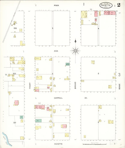 Sanborn Fire Insurance Map from Payette, Payette County, Idaho (1900), Sheet #0002 - Complete Map Set gallery image, historic Sanborn map, vintage wall art, Idaho Idaho