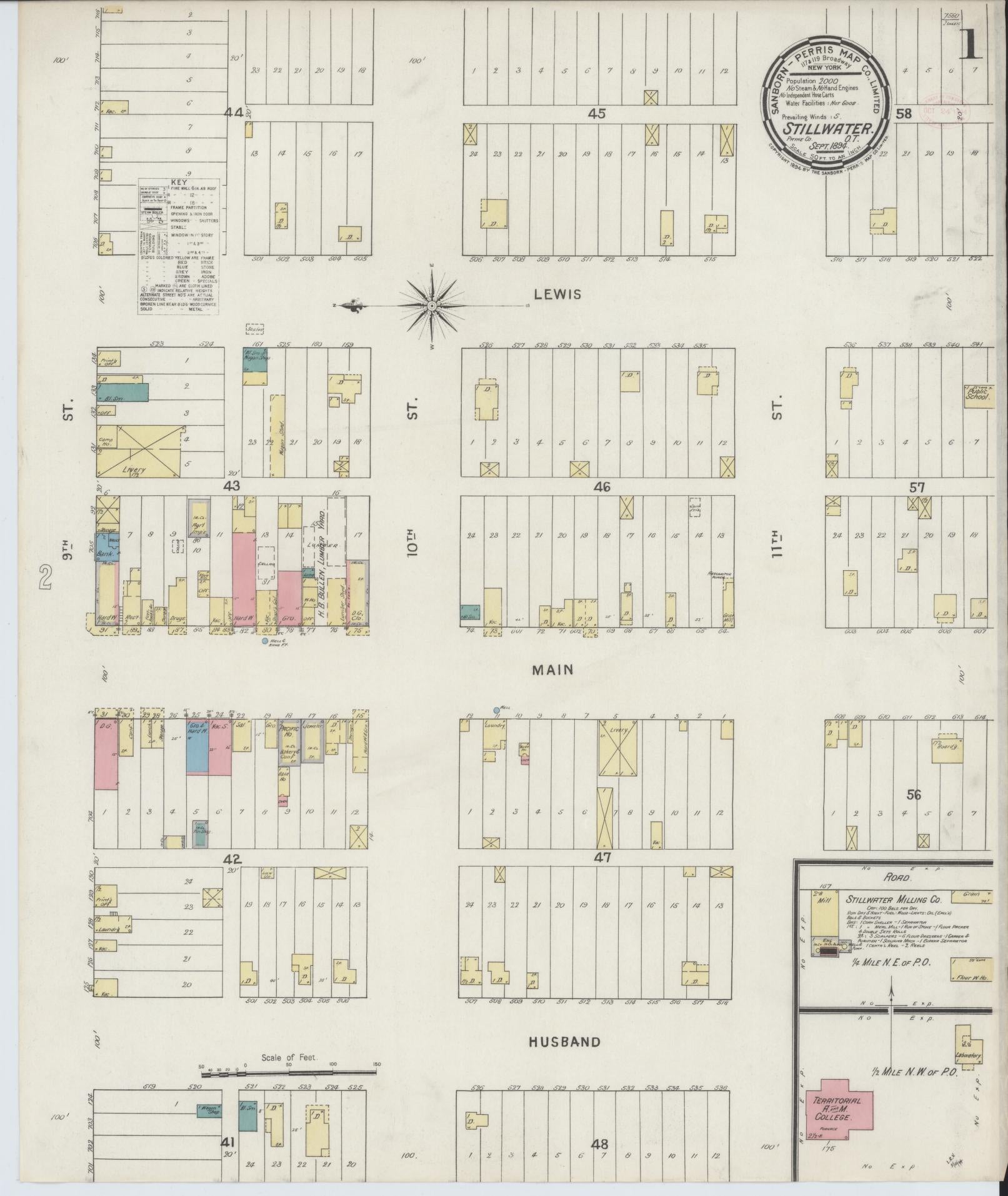 Sanborn Fire Insurance Map from Stillwater, Payne County, Oklahoma (1894), Sheet #0001 - Complete Map Set gallery image, historic Sanborn map, vintage wall art, Oklahoma Oklahoma