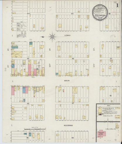 Sanborn Fire Insurance Map from Stillwater, Payne County, Oklahoma (1894), Sheet #0001 - Complete Map Set gallery image, historic Sanborn map, vintage wall art, Oklahoma Oklahoma