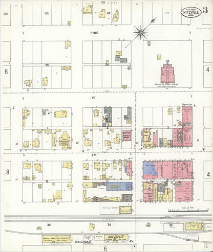 Sanborn Fire Insurance Map from Ritzville, Adams County, Washington (1909), Sheet #0003 - Complete Map Set gallery image, historic Sanborn map, vintage wall art, Washington Washington