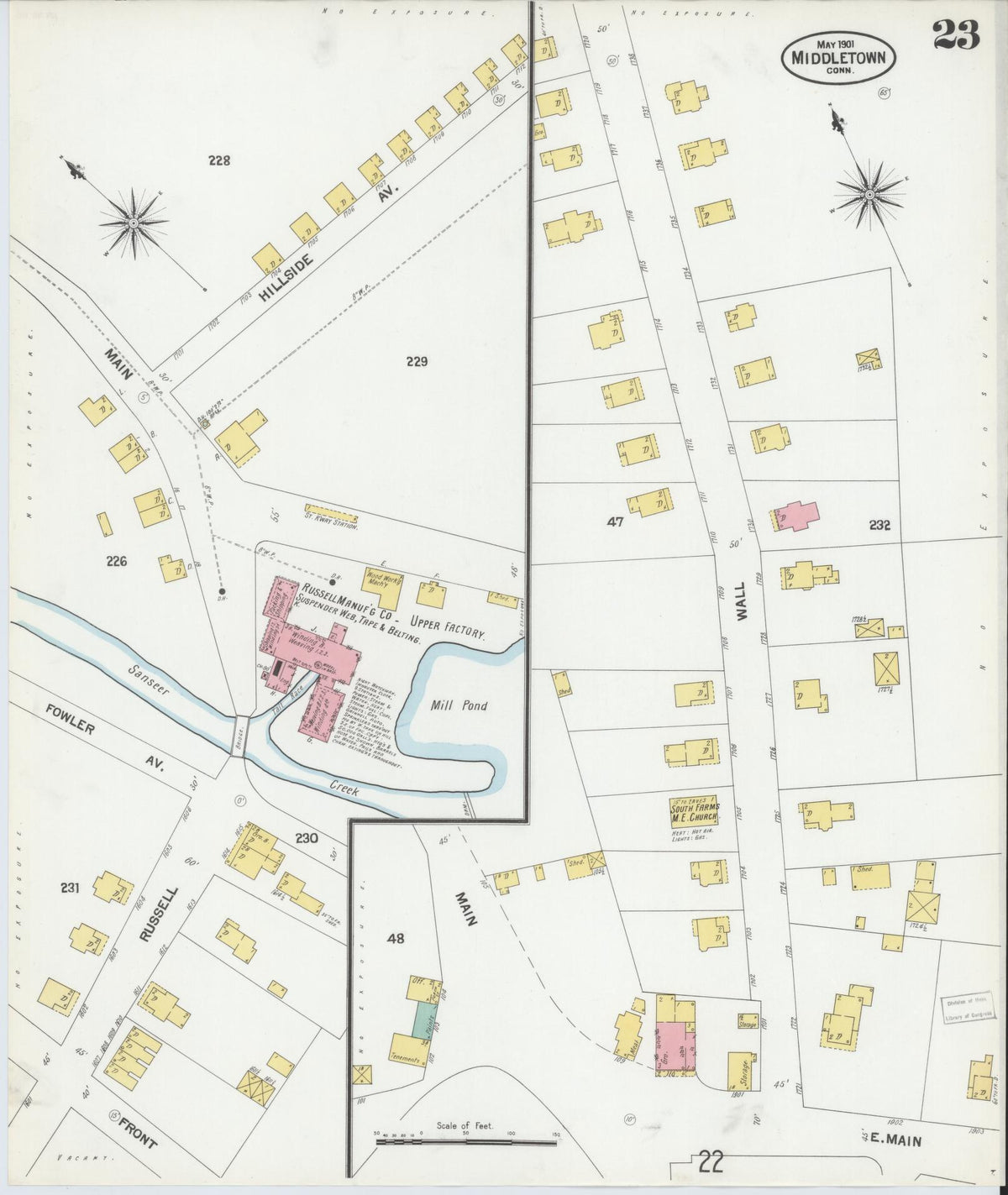 Sanborn Fire Insurance Map from Middletown, Middlesex County, Connecticut (1901), Sheet #0023 - Historic Sanborn Fire Insurance Map Print, vintage old map wall art, antique decor, genealogy gift, Connecticut Connecticut map