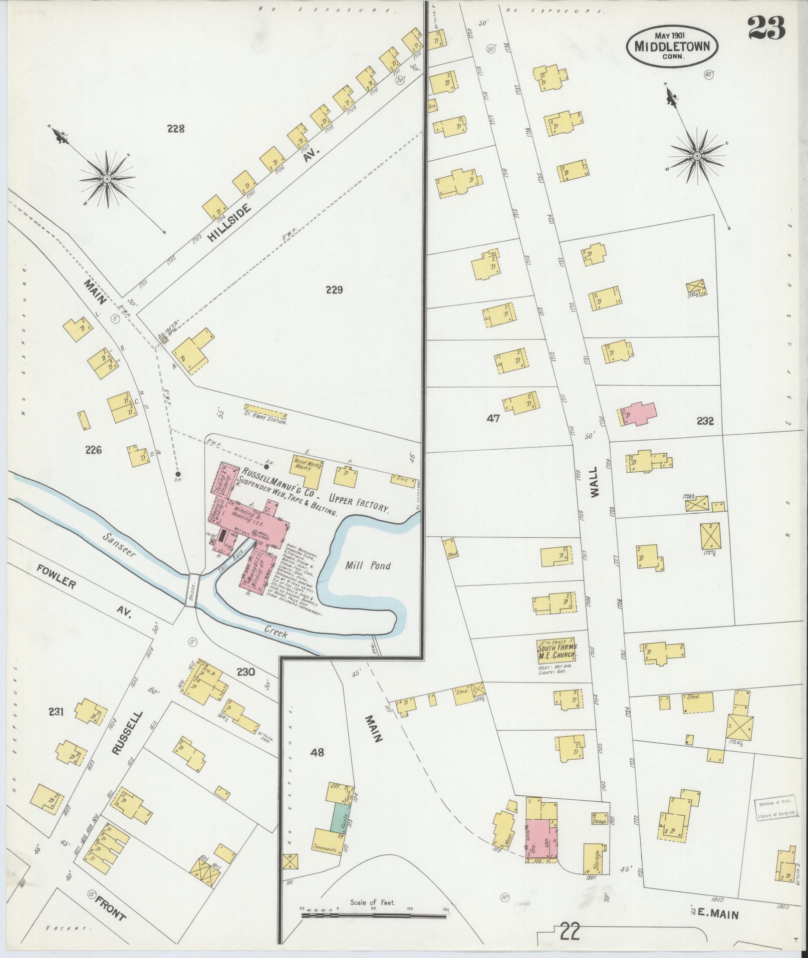 Sanborn Fire Insurance Map from Middletown, Middlesex County, Connecticut (1901), Sheet #0023 - Historic Sanborn Fire Insurance Map Print, vintage old map wall art, antique decor, genealogy gift, Connecticut Connecticut map