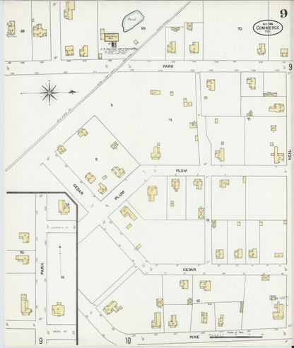 Sanborn Fire Insurance Map from Commerce, Hunt County, Texas (1906), Sheet #0009 - Historic Sanborn Fire Insurance Map Print, vintage old map wall art, antique decor, genealogy gift, Texas Texas map