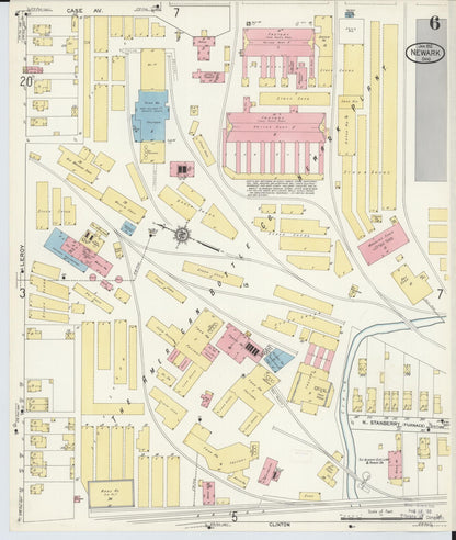 Sanborn Fire Insurance Map from Newark, Licking County, Ohio (1912), Sheet #0006 - Historic Sanborn Fire Insurance Map Print, vintage old map wall art, antique decor, genealogy gift, Ohio Ohio map