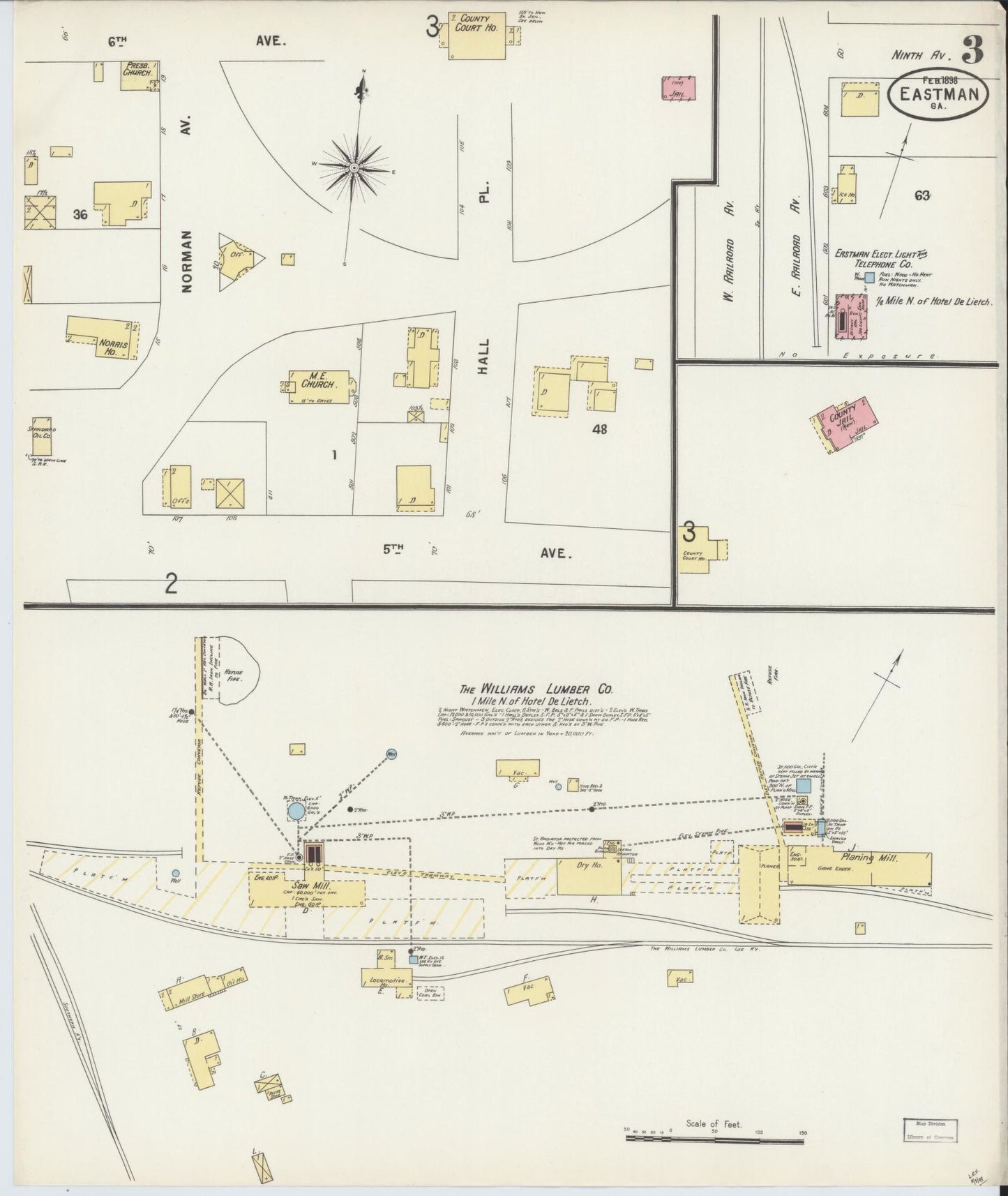 Sanborn Fire Insurance Map from Eastman, Dodge County, Georgia (1898), Sheet #0003 - Complete Map Set gallery image, historic Sanborn map, vintage wall art, Georgia Georgia