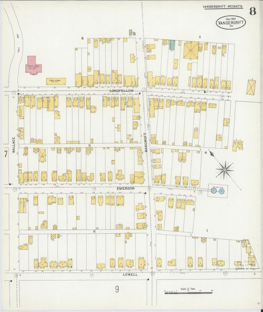 Sanborn Fire Insurance Map from Vandergrift, Westmoreland County, Pennsylvania (1903), Sheet #0008 - Historic Sanborn Fire Insurance Map Print, vintage old map wall art, antique decor, genealogy gift, Pennsylvania Pennsylvania map