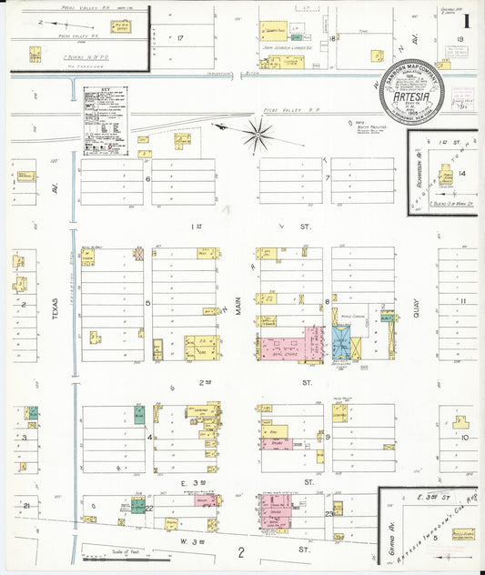 Sanborn Fire Insurance Map from Artesia, Eddy County, New Mexico (1905), Sheet #0001 - Complete Map Set gallery image, historic Sanborn map, vintage wall art, New Mexico New Mexico