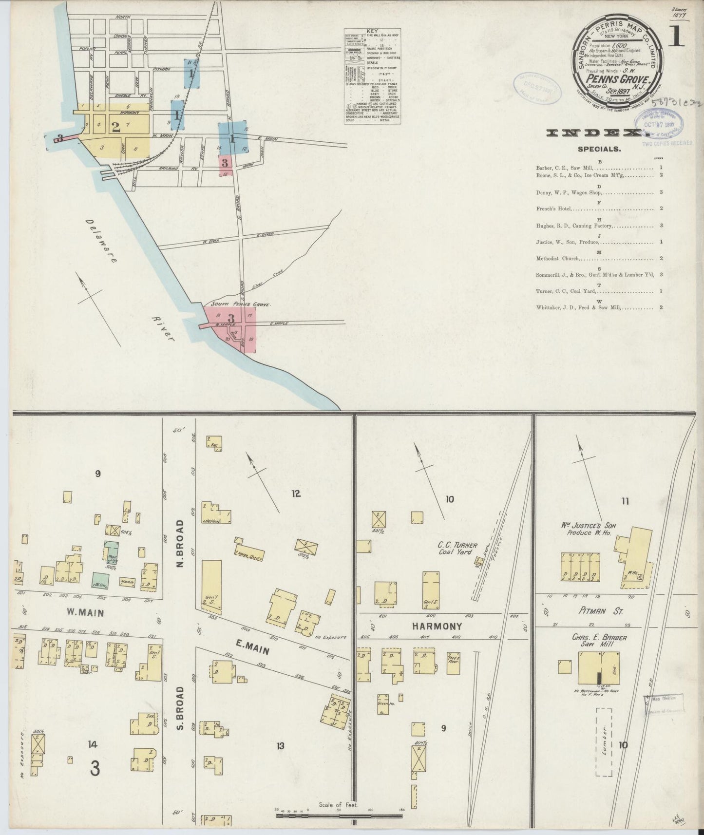 Sanborn Fire Insurance Map from Penns Grove, Salem County, New Jersey. (1897) – Historic Sanborn Fire Insurance Map Print