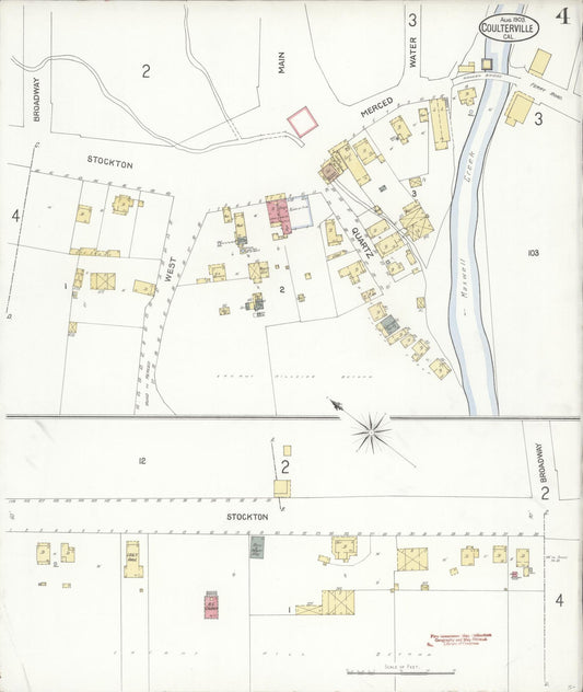 Sanborn Fire Insurance Map from Coulterville, Mariposa County, California (1903), Sheet #0004 - Historic Sanborn Fire Insurance Map Print, vintage old map wall art, antique decor, genealogy gift, California California map