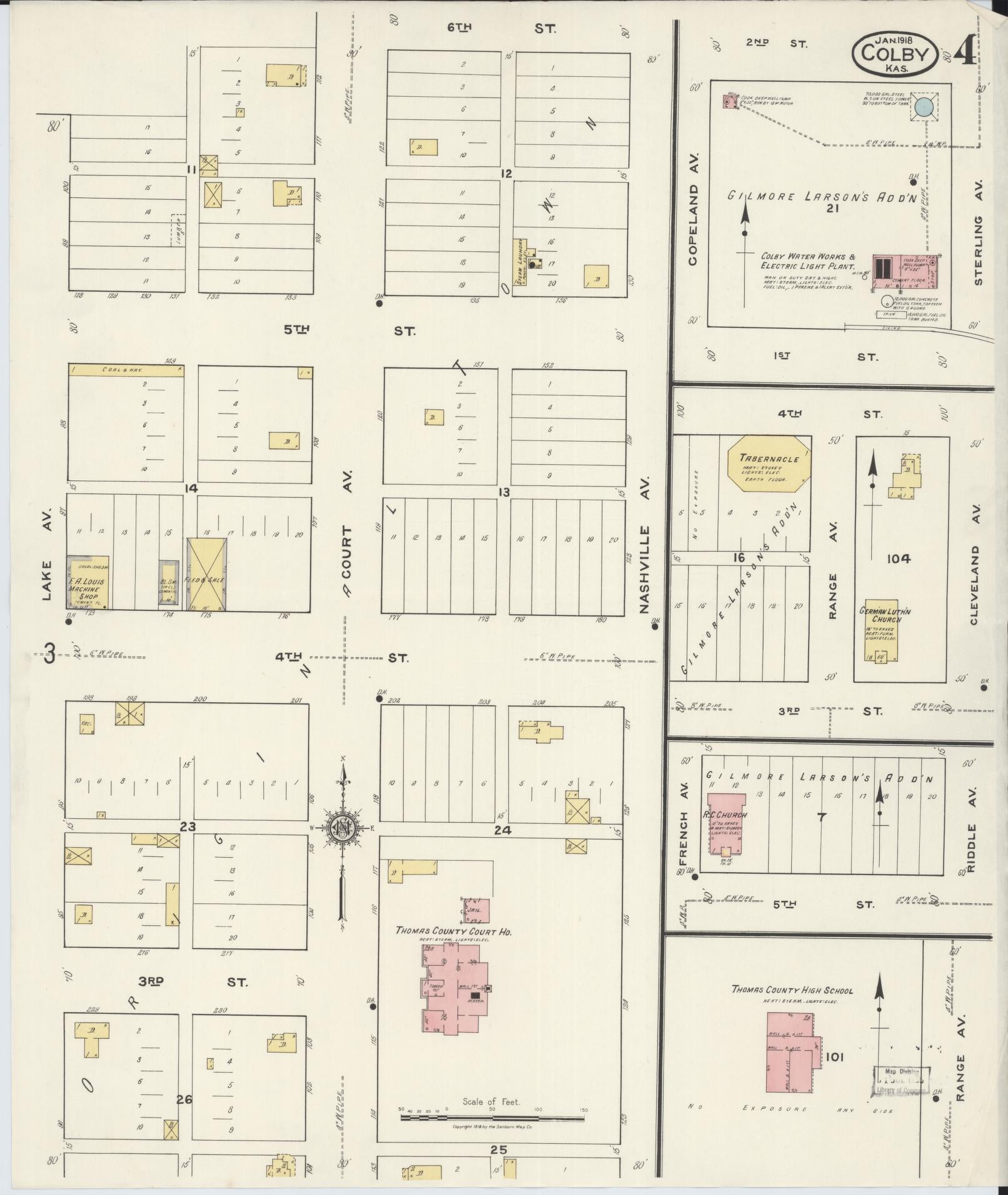 Sanborn Fire Insurance Map from Colby, Thomas County, Kansas (1918), Sheet #0004 - Complete Map Set gallery image, historic Sanborn map, vintage wall art, Kansas Kansas