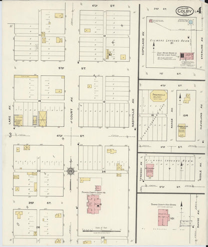Sanborn Fire Insurance Map from Colby, Thomas County, Kansas (1918), Sheet #0004 - Complete Map Set gallery image, historic Sanborn map, vintage wall art, Kansas Kansas