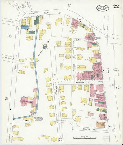 Sanborn Fire Insurance Map from Danbury, Fairfield County, Connecticut (1909), Sheet #0022 - Complete Map Set gallery image, historic Sanborn map, vintage wall art, Connecticut Connecticut
