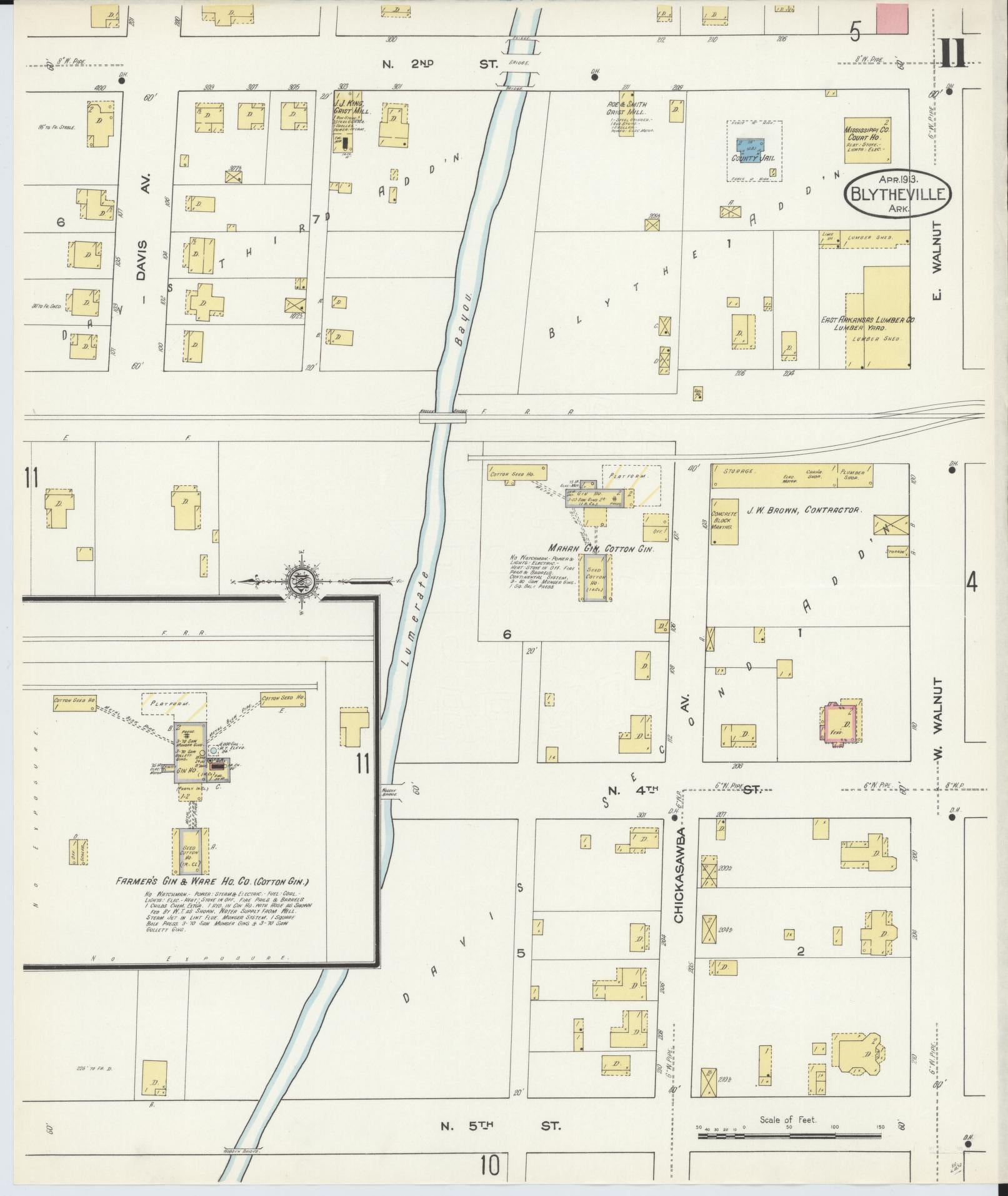 Sanborn Fire Insurance Map from Blytheville, Mississippi County, Arkansas (1913), Sheet #0011 - Complete Map Set gallery image, historic Sanborn map, vintage wall art, Arkansas Arkansas