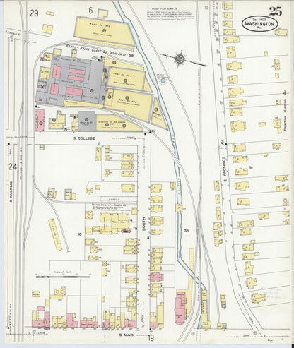 Sanborn Fire Insurance Map from Washington, Washington County, Pennsylvania (1909), Sheet #0025 - Historic Sanborn Fire Insurance Map Print, vintage old map wall art, antique decor, genealogy gift, Pennsylvania Pennsylvania map