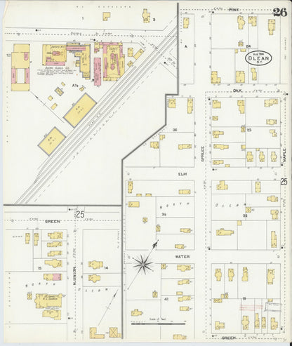 Sanborn Fire Insurance Map from Olean, Cattaraugus County, New York (1904), Sheet #0026 - Complete Map Set gallery image, historic Sanborn map, vintage wall art, New York New York
