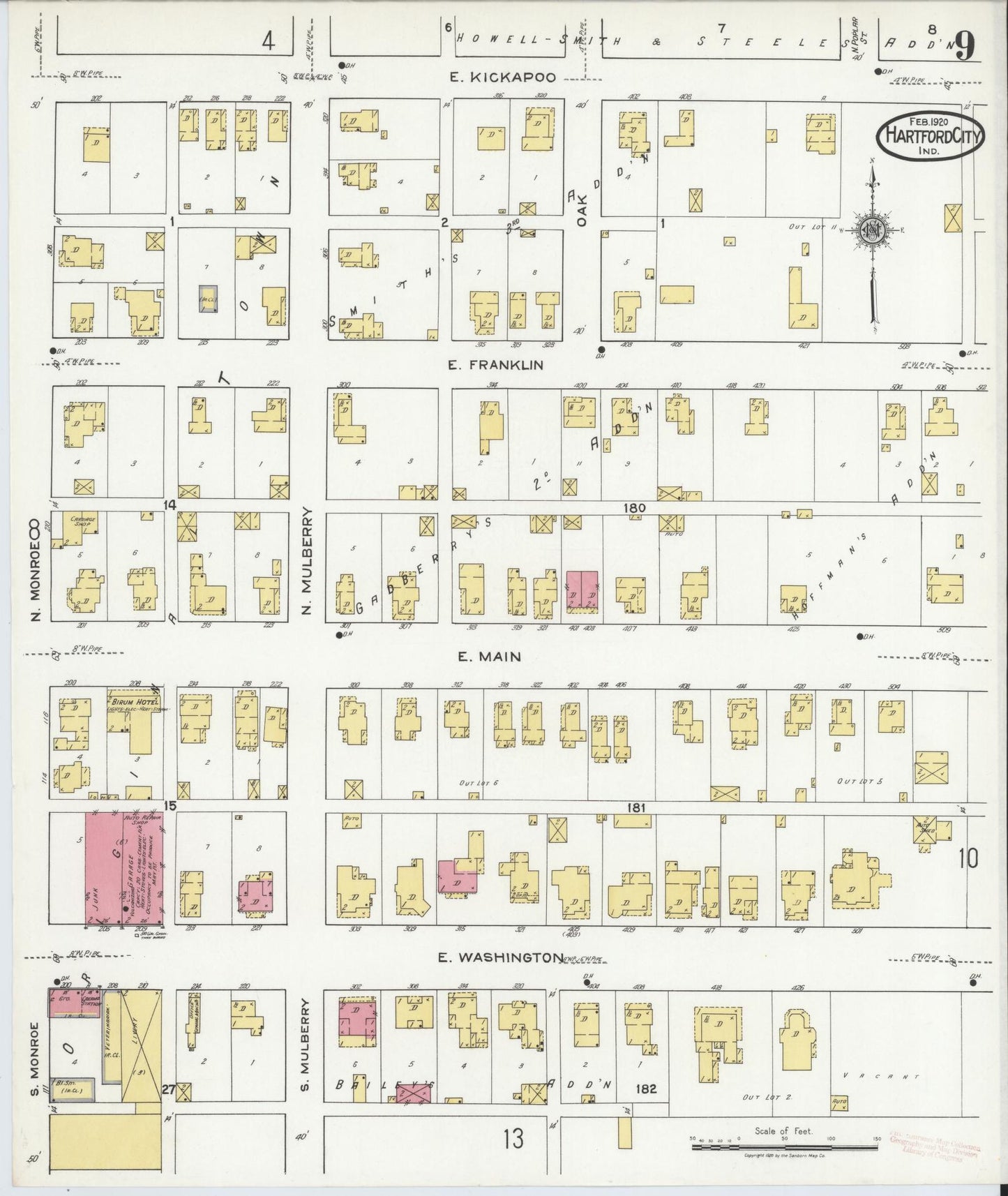Sanborn Fire Insurance Map from Hartford City, Blackford County, Indiana (1920), Sheet #0009 - Complete Map Set gallery image, historic Sanborn map, vintage wall art, Indiana Indiana