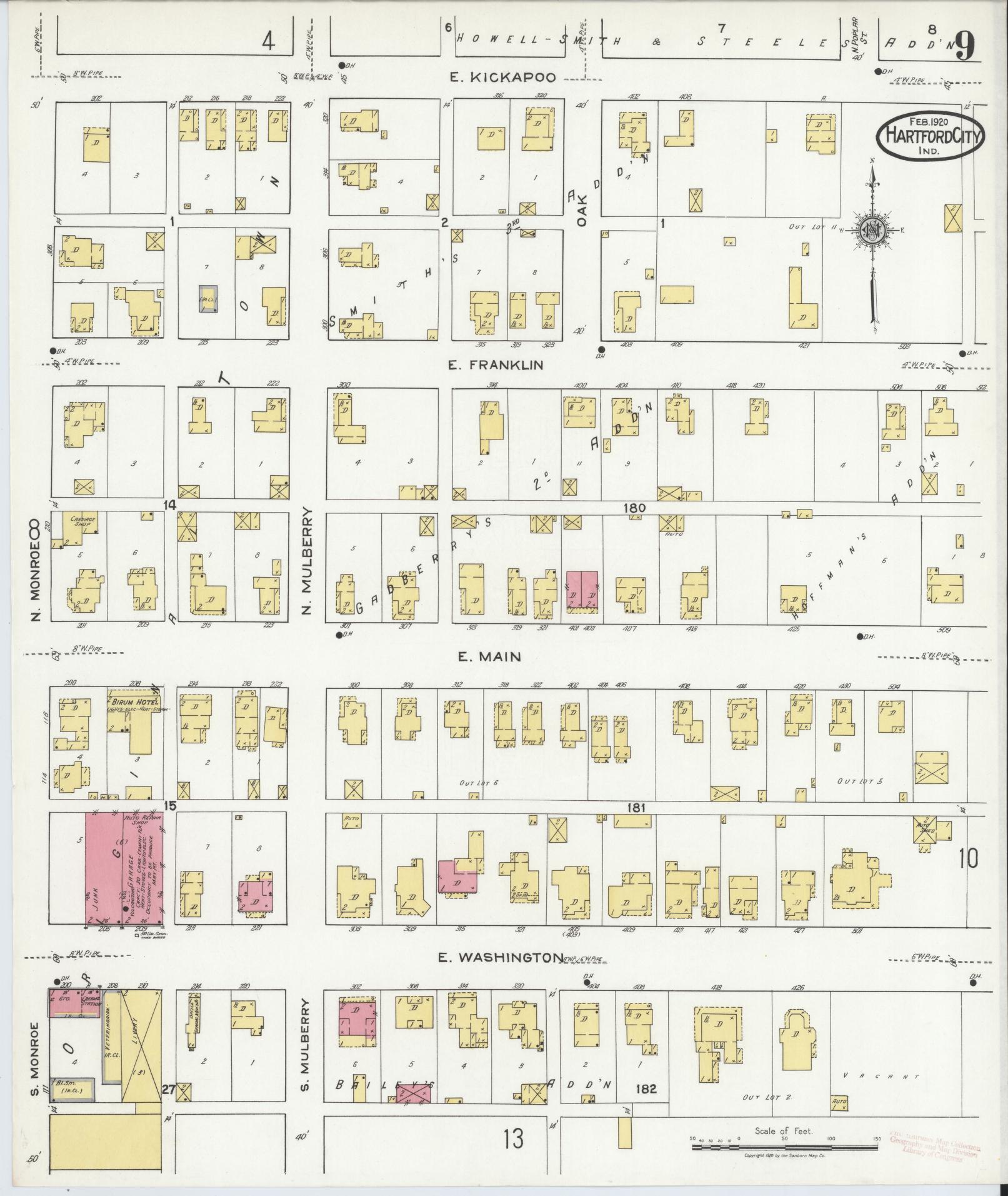 Sanborn Fire Insurance Map from Hartford City, Blackford County, Indiana (1920), Sheet #0009 - Complete Map Set gallery image, historic Sanborn map, vintage wall art, Indiana Indiana