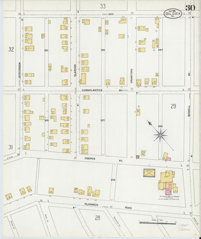Sanborn Fire Insurance Map from Oil City, Venango County, Pennsylvania (1906), Sheet #0030 - Historic Sanborn Fire Insurance Map Print, vintage old map wall art, antique decor, genealogy gift, Pennsylvania Pennsylvania map