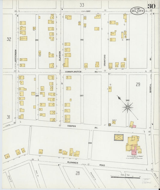 Sanborn Fire Insurance Map from Oil City, Venango County, Pennsylvania (1906), Sheet #0030 - Historic Sanborn Fire Insurance Map Print, vintage old map wall art, antique decor, genealogy gift, Pennsylvania Pennsylvania map
