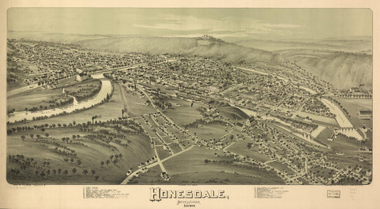 Honesdale, Pennsylvania 1890. (1890) – Historic Bird’s-Eye View Panorama Print