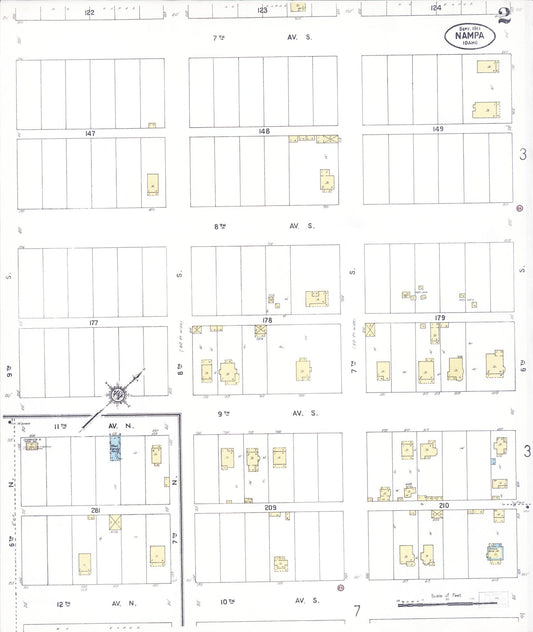 Sanborn Fire Insurance Map from Nampa, Canyon County, Idaho (1911), Sheet #0002 - Historic Sanborn Fire Insurance Map Print, vintage old map wall art, antique decor, genealogy gift, Idaho Idaho map