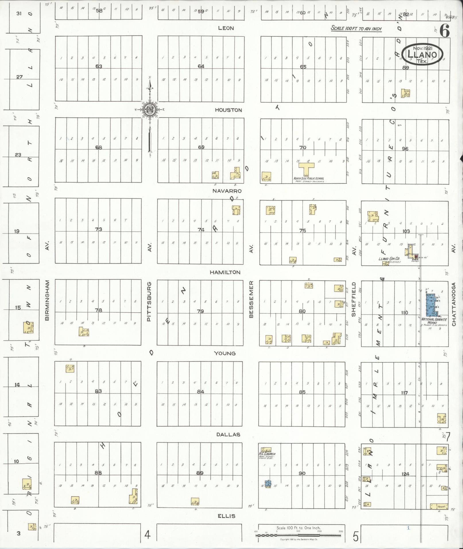 Sanborn Fire Insurance Map from Llano, Llano County, Texas (1921), Sheet #0006 - Historic Sanborn Fire Insurance Map Print, vintage old map wall art, antique decor, genealogy gift, Texas Texas map