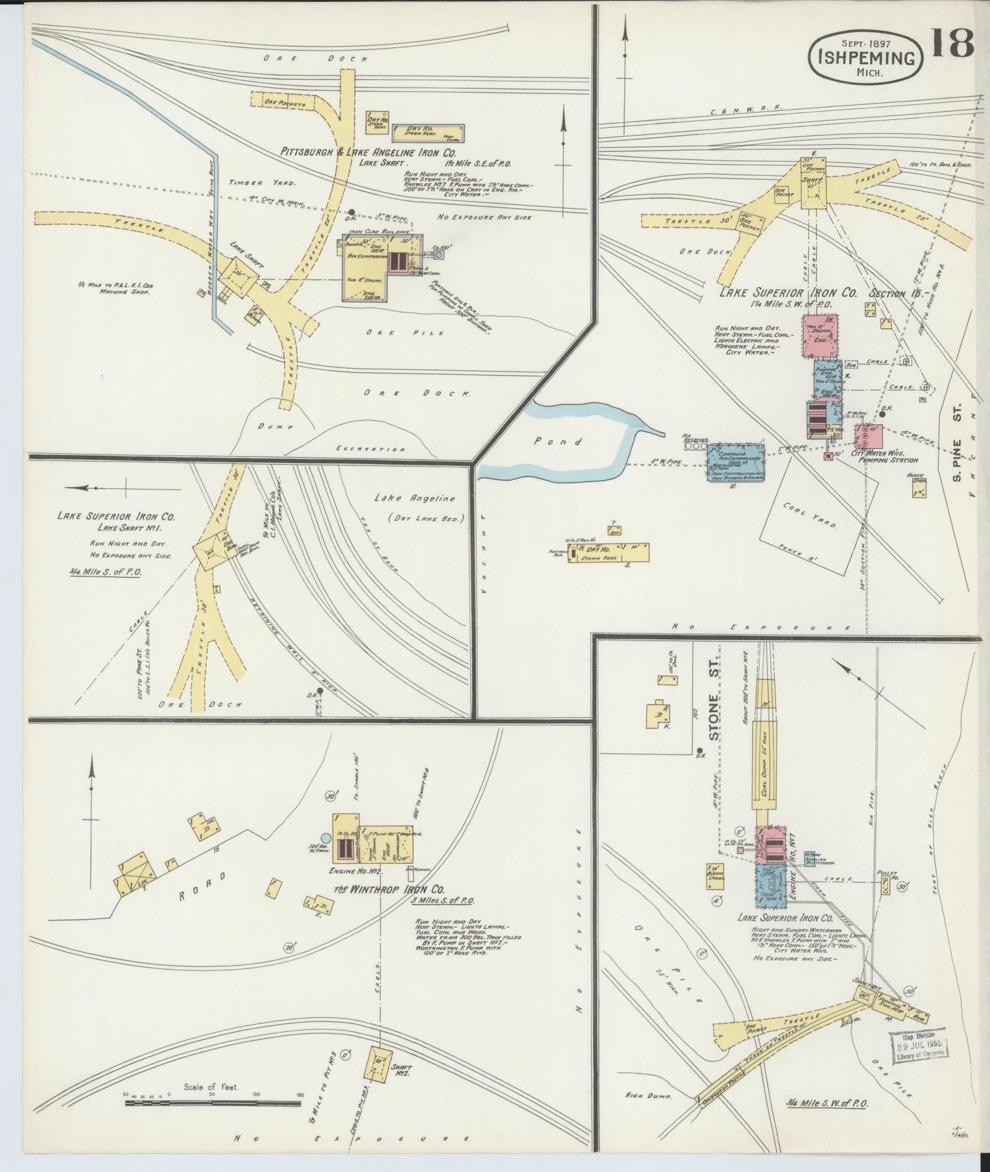 Sanborn Fire Insurance Map from Ishpeming, Marquette County, Michigan (1897), Sheet #0018 - Complete Map Set gallery image, historic Sanborn map, vintage wall art, Michigan Michigan
