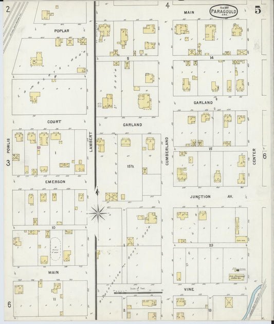 Sanborn Fire Insurance Map from Paragould, Greene County, Arkansas (1897), Sheet #0005 - Historic Sanborn Fire Insurance Map Print, vintage old map wall art, antique decor, genealogy gift, Arkansas Arkansas map