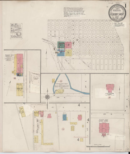 Sanborn Fire Insurance Map from Pleasant Grove, Utah County, Utah (1931), Sheet #0001 - Complete Map Set gallery image, historic Sanborn map, vintage wall art, Pleasant Grove Utah