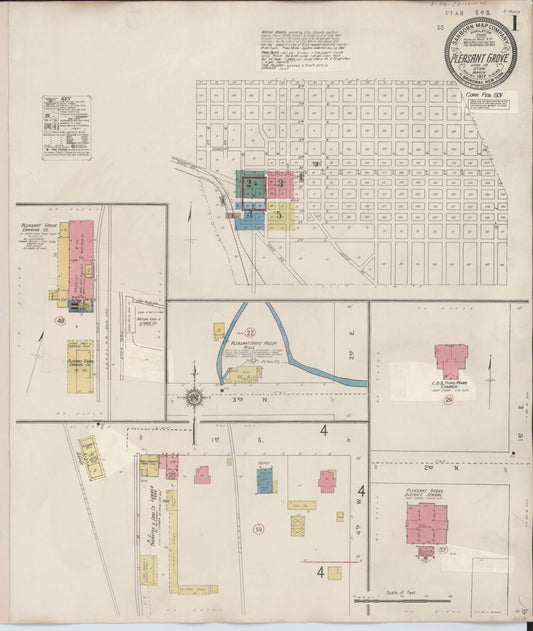 Sanborn Fire Insurance Map from Pleasant Grove, Utah County, Utah (1931), Sheet #0001 - Complete Map Set gallery image, historic Sanborn map, vintage wall art, Pleasant Grove Utah