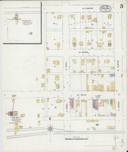 Sanborn Fire Insurance Map from Colfax, McLean County, Illinois (1906), Sheet #0003 - Historic Sanborn Fire Insurance Map Print, vintage old map wall art, antique decor, genealogy gift, Illinois Illinois map