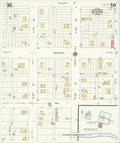 Sanborn Fire Insurance Map from Okemah, Okfuskee County, Oklahoma (1923), Sheet #0010 - Complete Map Set gallery image, historic Sanborn map, vintage wall art, Oklahoma Oklahoma