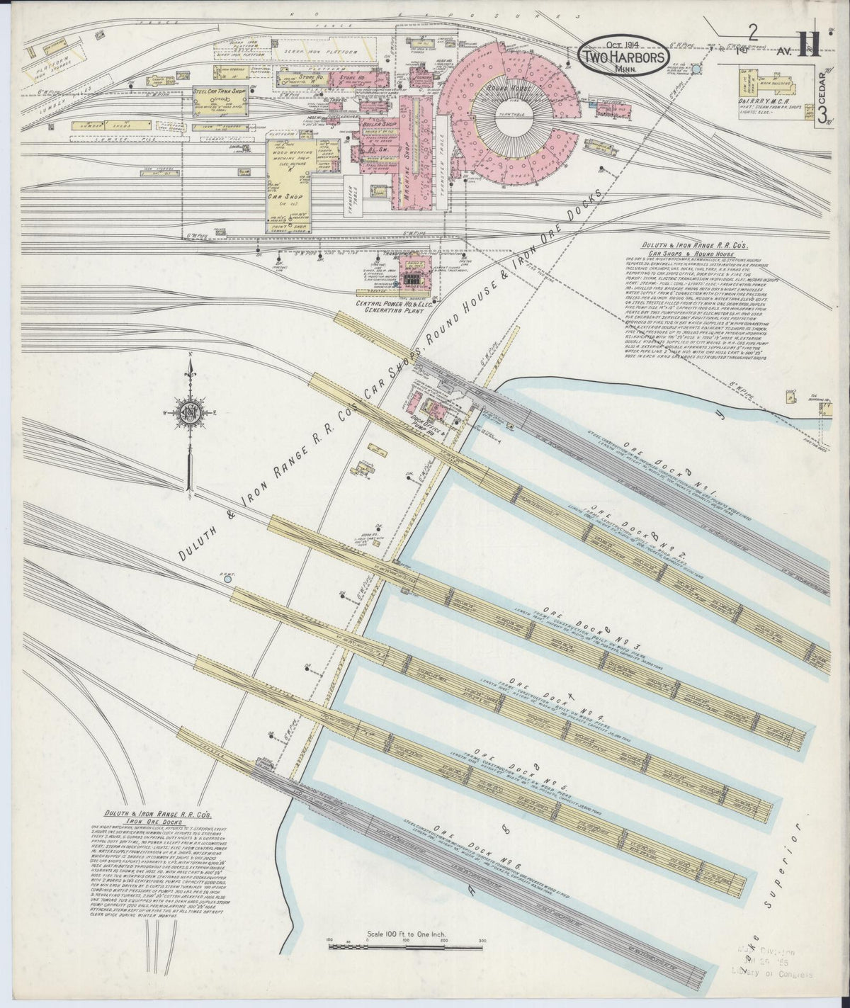 Sanborn Fire Insurance Map from Two Harbors, Lake County, Minnesota (1914), Sheet #0011 - Historic Sanborn Fire Insurance Map Print, vintage old map wall art, antique decor, genealogy gift, Minnesota Minnesota map