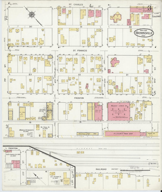Sanborn Fire Insurance Map from Brownsville, Cameron County, Texas (1919), Sheet #0003 - Historic Sanborn Fire Insurance Map Print, vintage old map wall art, antique decor, genealogy gift, Texas Texas map