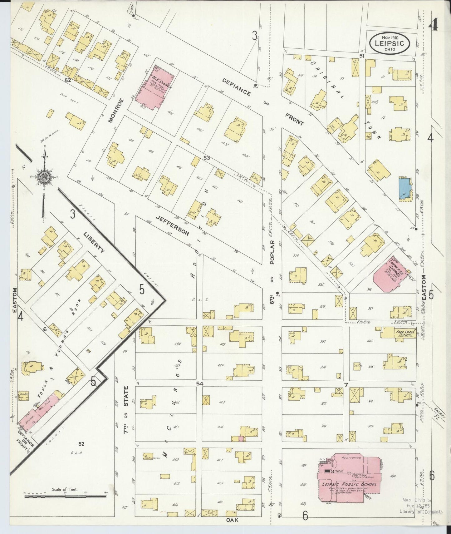 Sanborn Fire Insurance Map from Leipsic, Putnam County, Ohio (1910), Sheet #0004 - Historic Sanborn Fire Insurance Map Print, vintage old map wall art, antique decor, genealogy gift, Ohio Ohio map