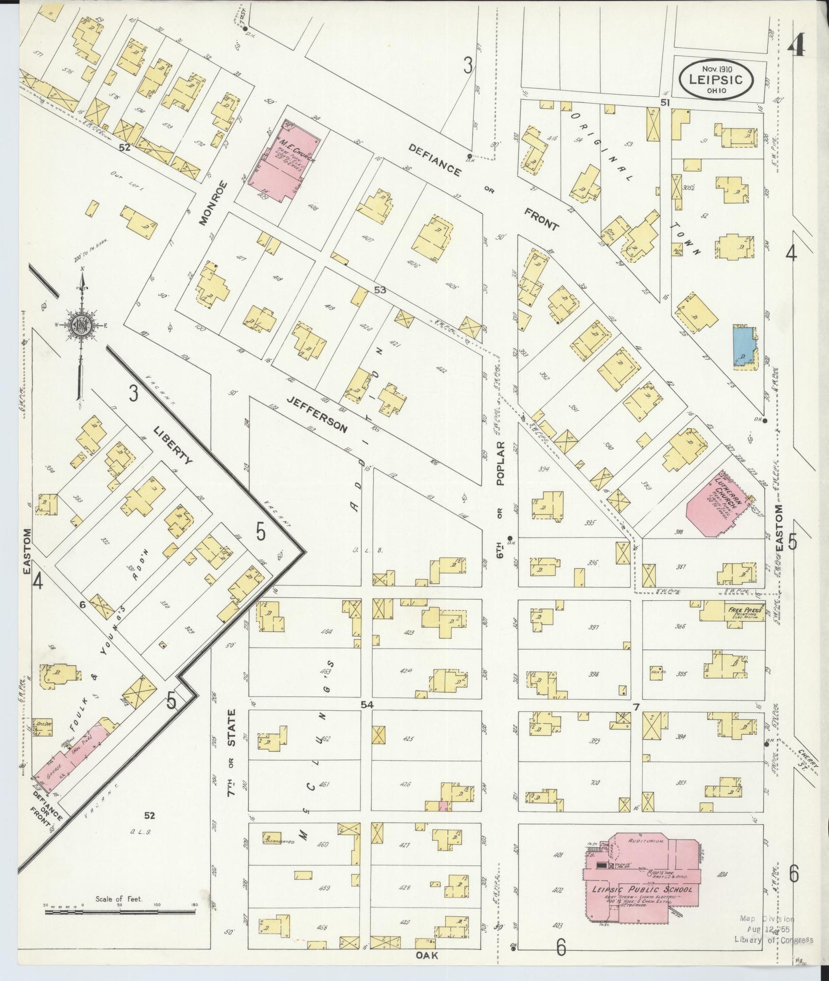 Sanborn Fire Insurance Map from Leipsic, Putnam County, Ohio (1910), Sheet #0004 - Historic Sanborn Fire Insurance Map Print, vintage old map wall art, antique decor, genealogy gift, Ohio Ohio map