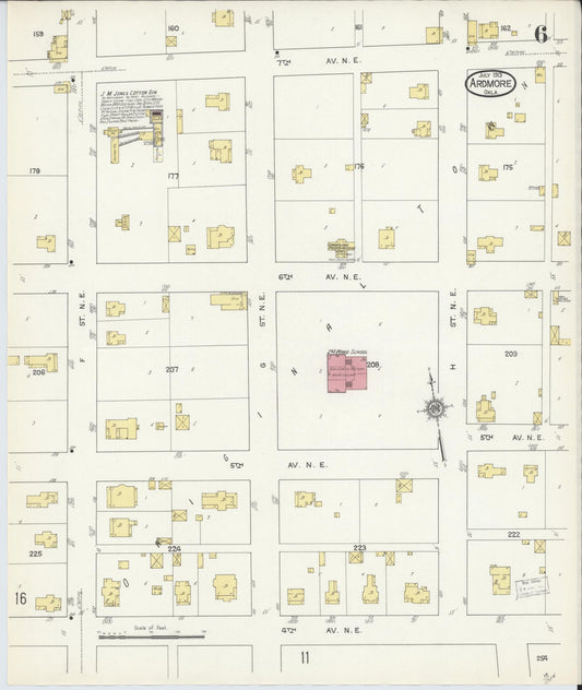 Sanborn Fire Insurance Map from Ardmore, Carter County, Oklahoma (1913), Sheet #0006 - Historic Sanborn Fire Insurance Map Print, vintage old map wall art, antique decor, genealogy gift, Oklahoma Oklahoma map