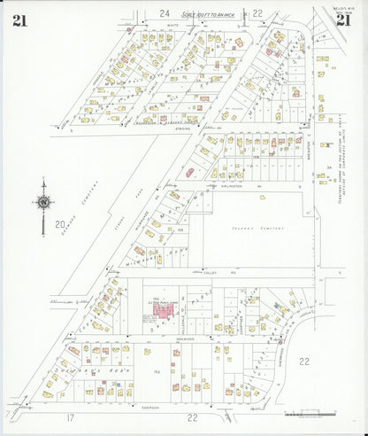 Sanborn Fire Insurance Map from Beloit, Rock County, Wisconsin (1939), Sheet #0021 - Historic Sanborn Fire Insurance Map Print, vintage old map wall art, antique decor, genealogy gift, Wisconsin Wisconsin map