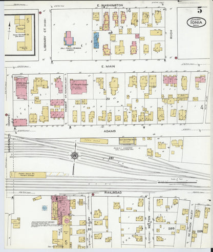 Sanborn Fire Insurance Map from Ionia, Ionia County, Michigan (1920), Sheet #0005 - Historic Sanborn Fire Insurance Map Print, vintage old map wall art, antique decor, genealogy gift, Michigan Michigan map